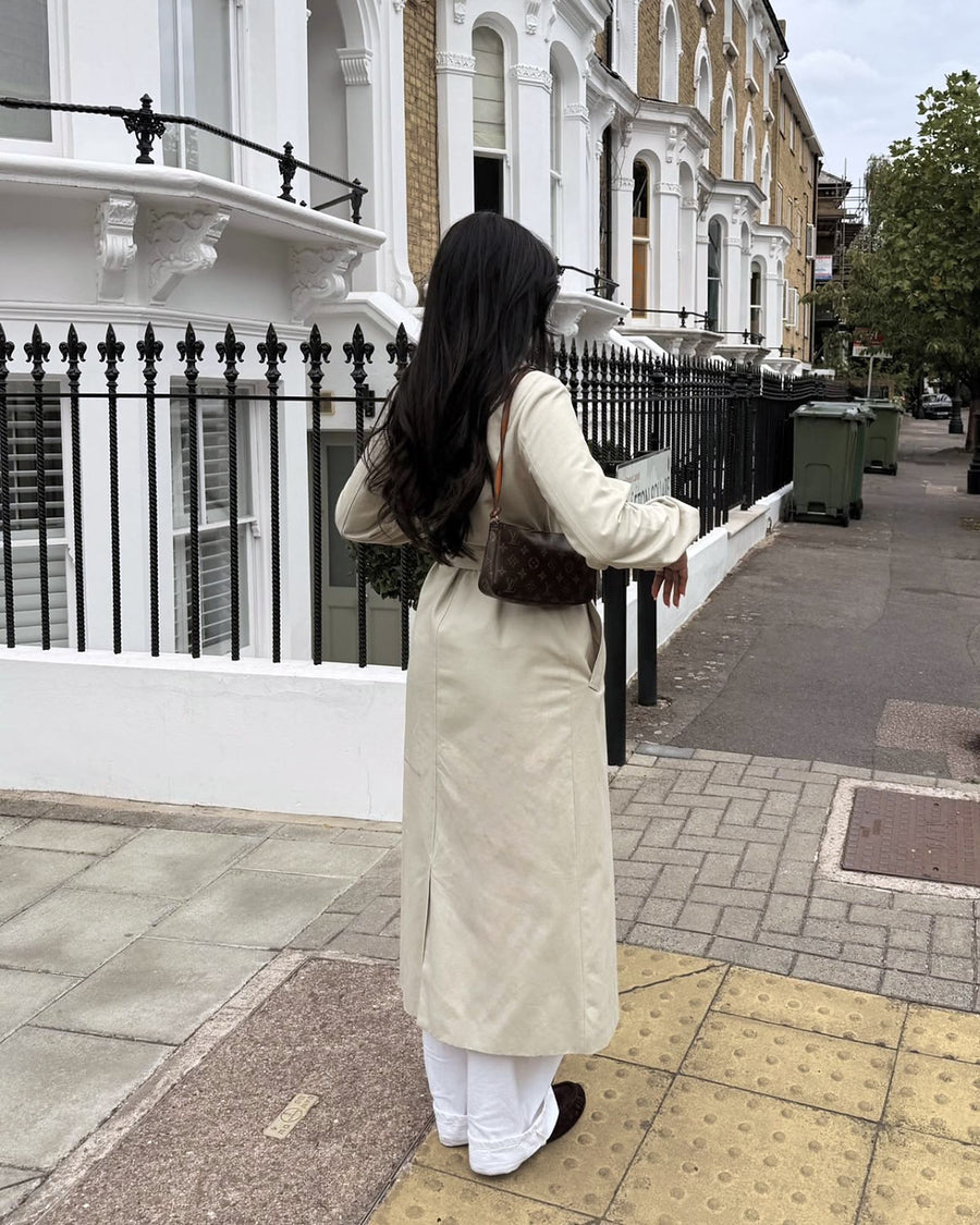 Women's Cotton Trench Coat – Beige, Tie-Belt, Full-Length | Capsule